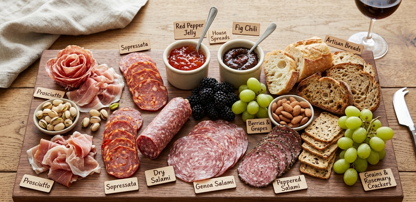 Meat-Lovers-Gourmet-Charcuterie-Board-Wood-Gift-Basket-Set